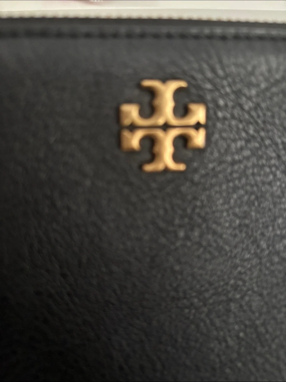 Tory Burch Black Leather Crossbody Clutch with Gold Logo